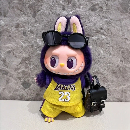 17cm Labubu Basketball Player Clothing Kawaii Mini Plush Doll Clothes Doll Cute Athlete Idol Doll Accessories Birthday Gifts