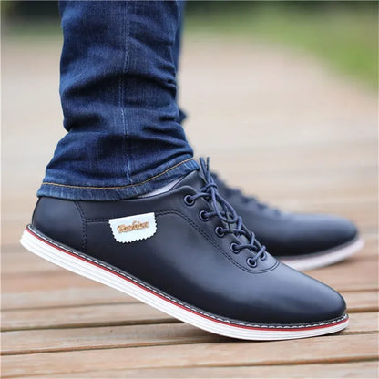 Men's PU Leather Business Casual Shoes Men's Outdoor Breathable Sports Shoes Men's Fashion Loafers Walking Shoes - World Bazaar Life