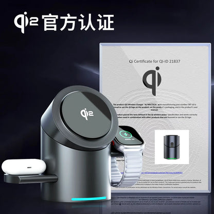 3-In-1 wireless charger for Apple 16magsafe magnetic fast charging iphone15 14 mobile phone iWatch watch holder AirPods earphone