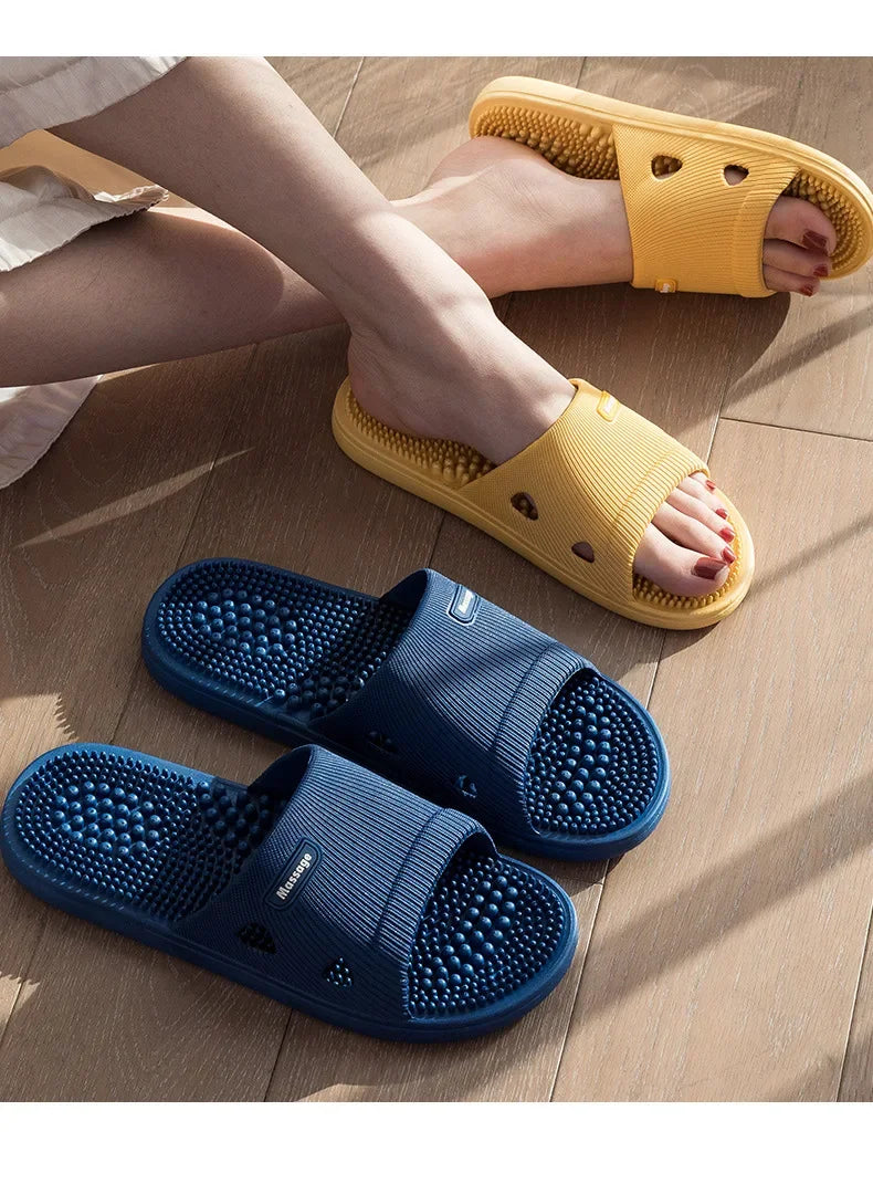 New Women Foot Massage Slippers Men Slipper Indoor Bathroom Non-slip Soft Slides Couples House Relief Feet Health Care Shoes