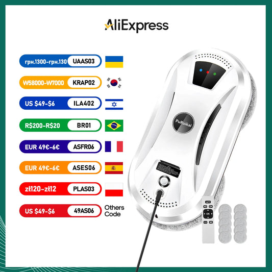 Ultra thin Robot vacuum cleaner window cleaning robot window cleaner electric glass limpiacristales remote control for home-World Bazaar Life