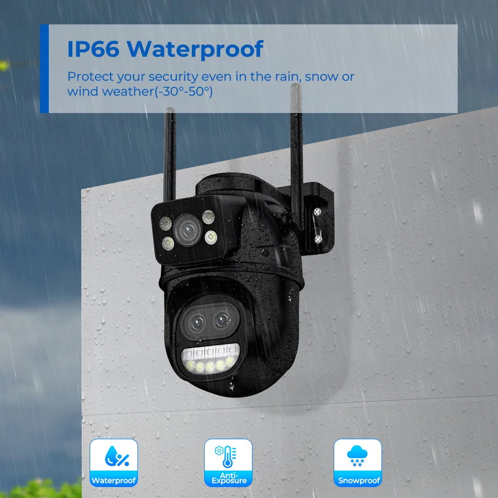 6K 12MP Outdoor Wifi Camera PTZ 8X Optical Zoom Three Lens Dual Screens Video Surveillance 8MP Dual Lens CCTV Security IP Camera-World Bazaar Life
