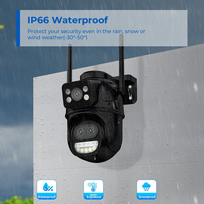 6K 12MP Outdoor Wifi Camera PTZ 8X Optical Zoom Three Lens Dual Screens Video Surveillance 8MP Dual Lens CCTV Security IP Camera-World Bazaar Life