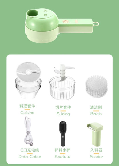 4 in 1 Handheld Electric Food Cutter Set, Kitchen Gods Wireless Food Processor for Fruits, Vegetables and Meat