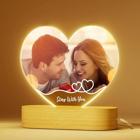 Personalized Father's Day Gift for Mother Him Her Customized Acrylic Picture Frame With LED Light Anniversary Romantic Gifts