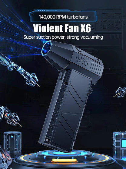 X6 Turbo Jet Fan Turbo Violent Fan Powerful Blower with High Speed Duct Fan Handheld Duct Fan 140000 RPM 53m/s Air Duster Blower