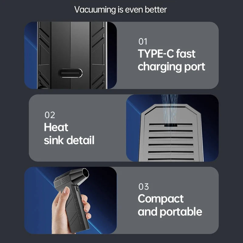 X6 Turbo Jet Fan Turbo Violent Fan Powerful Blower with High Speed Duct Fan Handheld Duct Fan 140000 RPM 53m/s Air Duster Blower