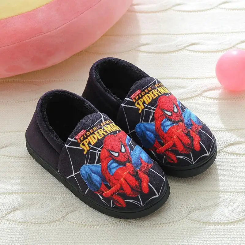 Cartoon Printed Spider-man Cotton Slippers For Children's Shoes Fashion New Style Warmth Autumn Winter Indoor Kids Boys Slipper-World Bazaar Life