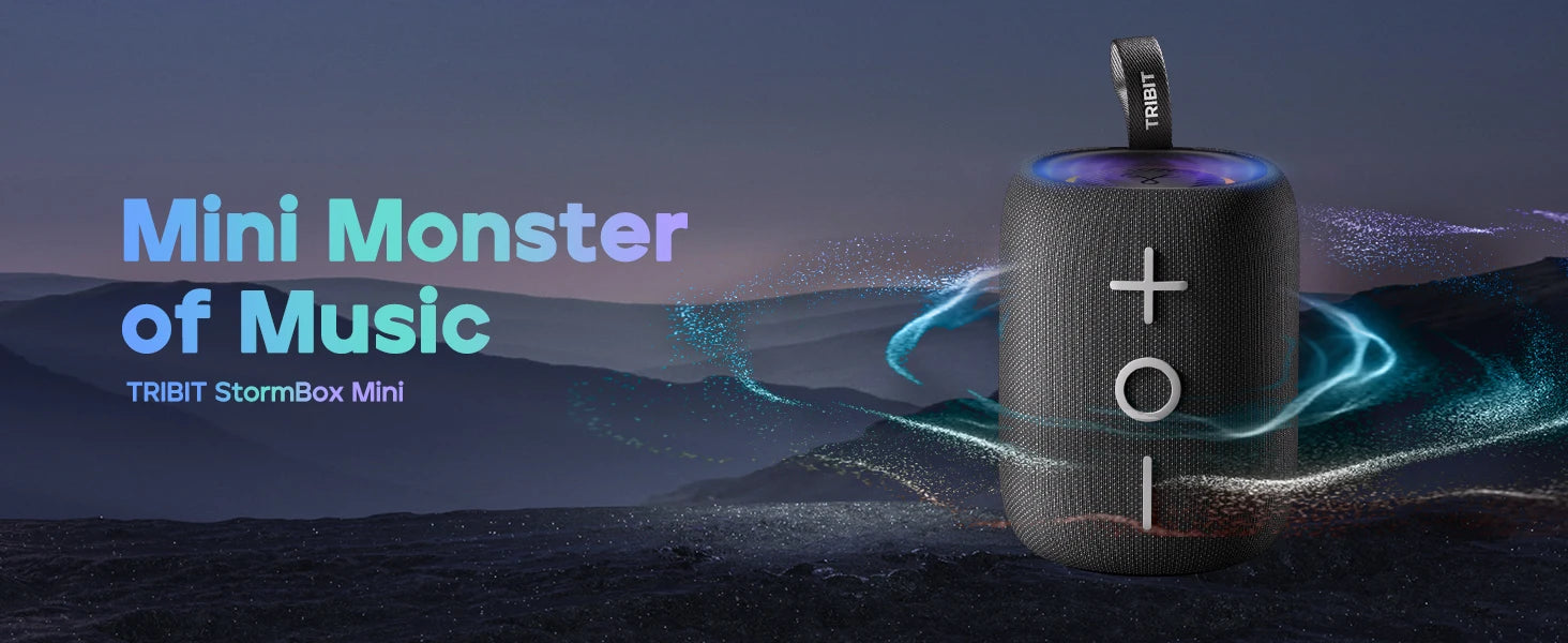 TRIBIT StormBox Mini Bluetooth Speaker, 12W 360° Sound With XBass, LEDs, 12 Hours playtimes, IPX7 Waterproof, For Hiking/Outdoor-World Bazaar Life