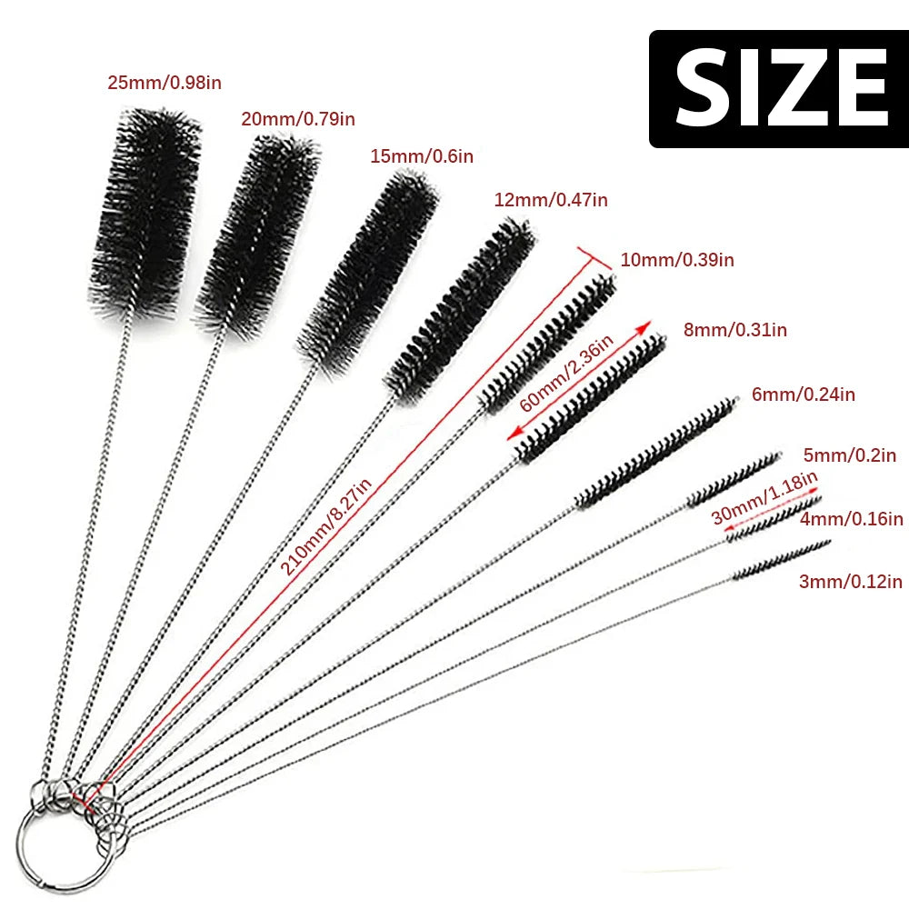 10PCS Multifunctional Nylon Cleaning Brush Set for Straw, Tube & Keyboard - World Bazaar Life