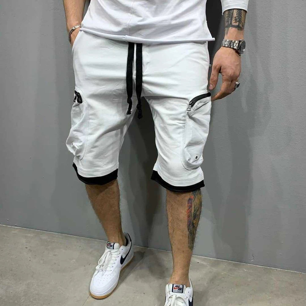 Mens Summer Cargo Shorts Cotton Workout Fitness Shorts Breathable Jogger Training Gyms Bodybuilding Multi Pocket Yellow Shorts - World Bazaar Life