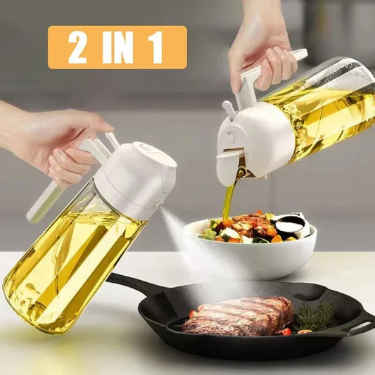 2'si 1 arada Zeytinyağı Dispenseri ve Sprey Şişesi 500ml Pişirme ve Barbekü için