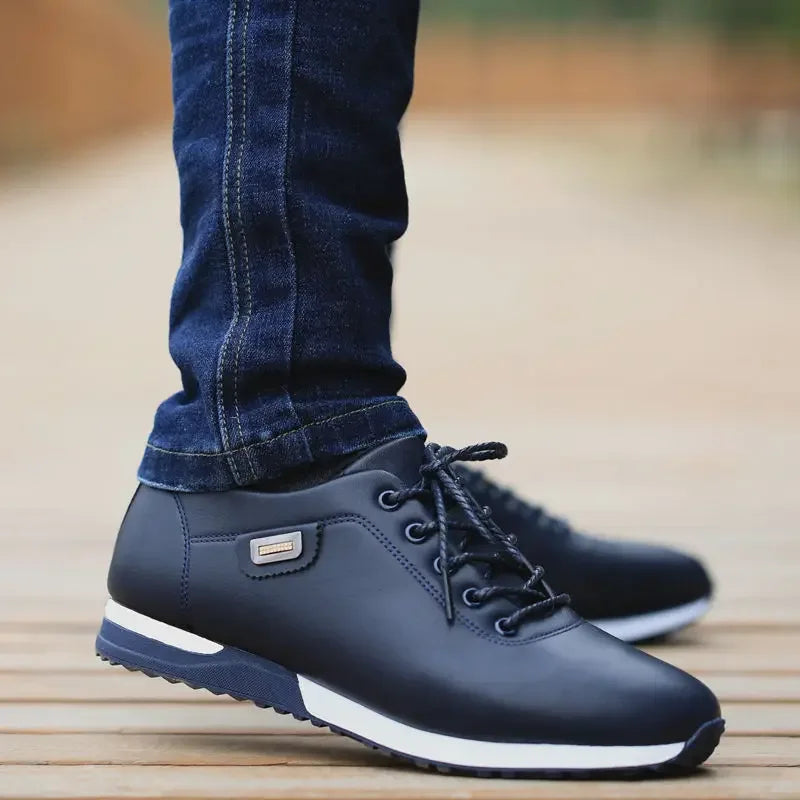 Men's PU Leather Business Casual Shoes Men's Outdoor Breathable Sports Shoes Men's Fashion Loafers Walking Shoes - World Bazaar Life
