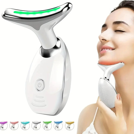 7LED Color Vibrating Neck Device Beauty Gift, neck and face skin massager, 1 piece set portable usb charging, electric Facial ma - World Bazaar Life