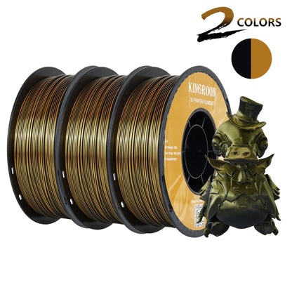 KINGROON Dual-color Silk PLA Filament 1.75mm 2 Color Coextrusion Glossy 3D Printer Filament PLA, 3kg/pack 1kg each spool - World Bazaar Life