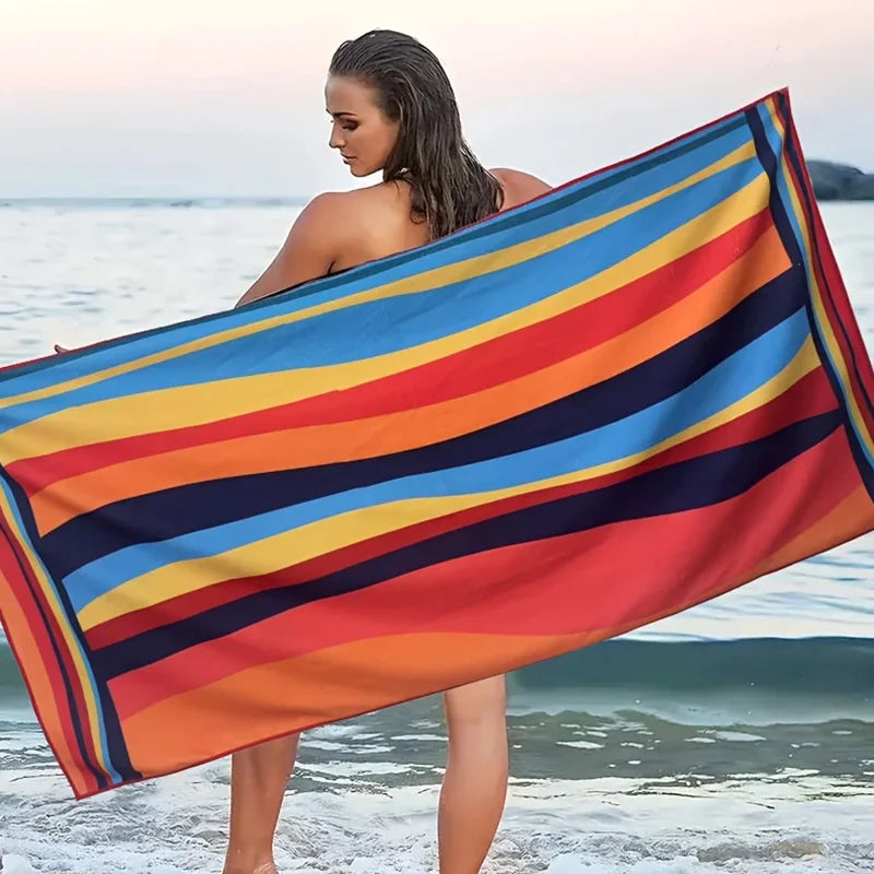 Quick-Dry Large Rainbow Beach Towel for Swimming, Yoga & Camping