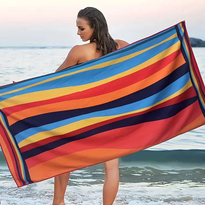Quick-Dry Large Rainbow Beach Towel for Swimming, Yoga & Camping