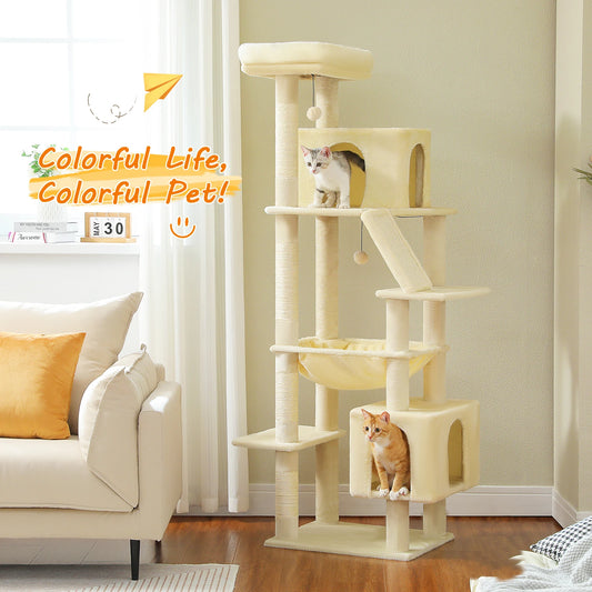 180cm Large Cat Tree Tower with Scratching Post, Hammock & Perch - World Bazaar Life