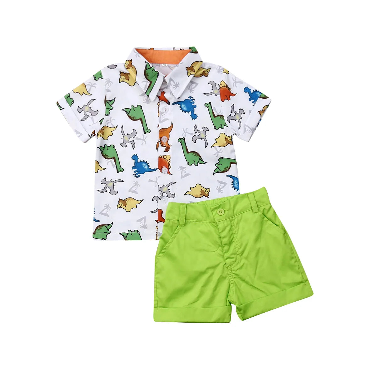 Toddler Baby Boy Clothes Summer Set Multi Dinosaur Print Shirt Tops Short Pants Casual Clothes 2Pcs Outfits-World Bazaar Life