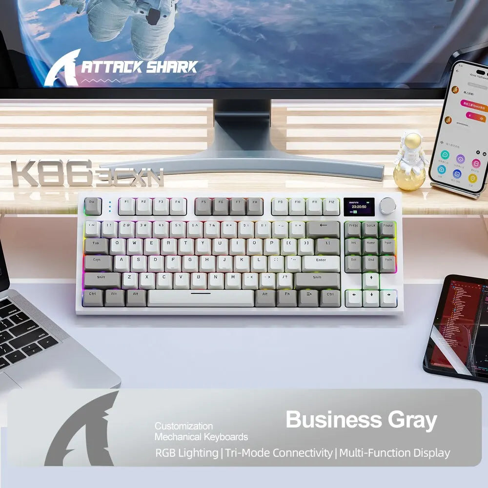 K86 Wireless Hot-Swappable Mechanical Keyboard Bluetooth/2.4g With Display Screen and Volume Rotary Button for Games and Work - World Bazaar Life