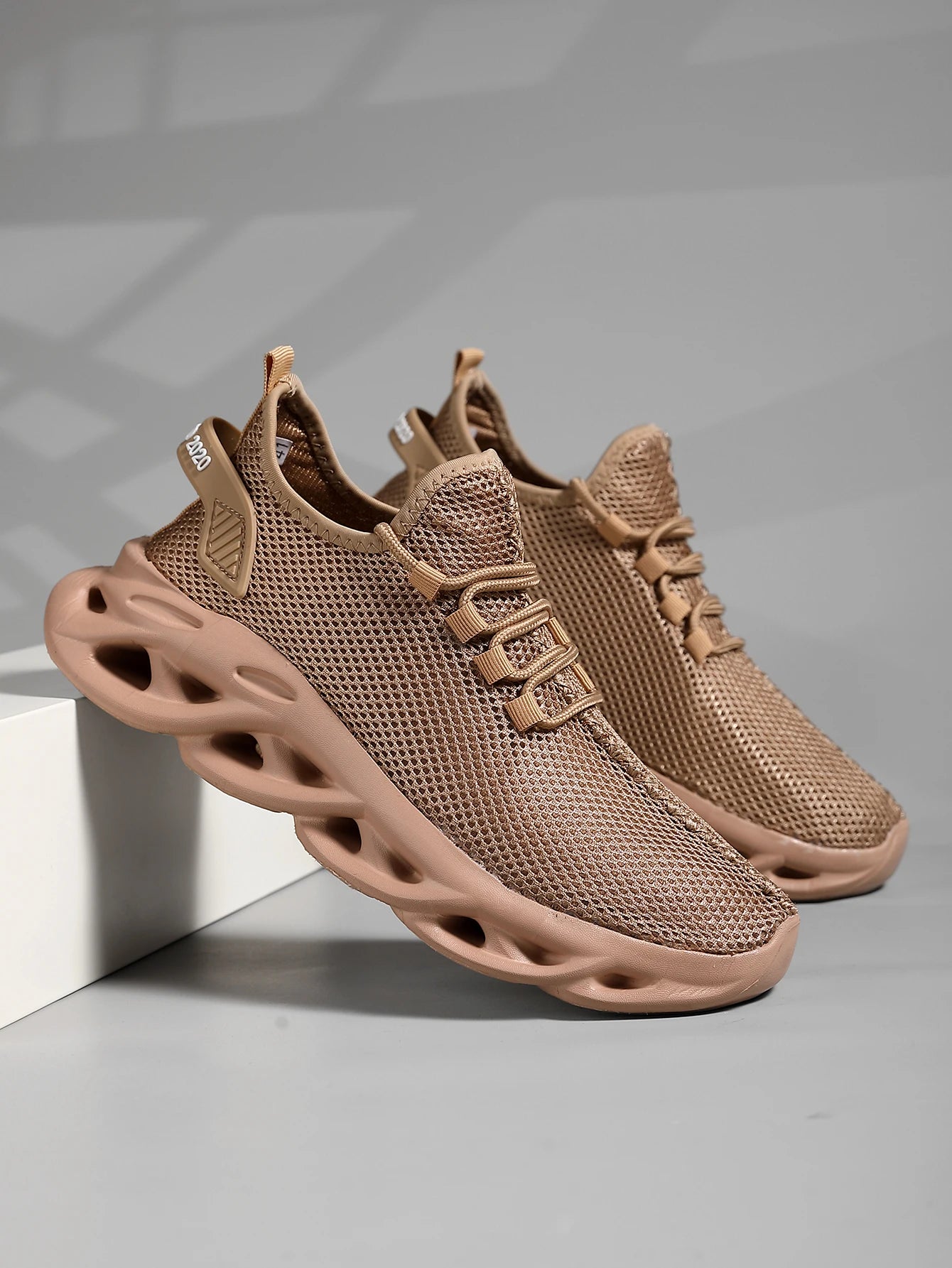 Men Sports Running Black Jogging Shoes Casual Sneakers Brown Outdoor Breathable Mesh Women Light Shock-absorption Black Tennis - World Bazaar Life
