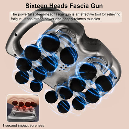 Fascia Massage Gun High frequency Body Neck Shoulder Back Waist Massager Professional Muscle Massage Machine 16-Head Fascia Gun