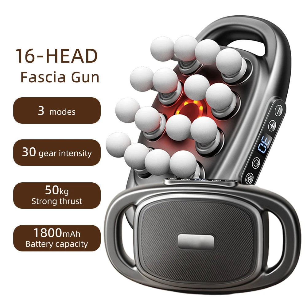 16-Head Fascia Gun High-Frequency Vibration Body Massage Gun Waist and Back  Massager Neck Shoulder Massager Muscle masajeador
