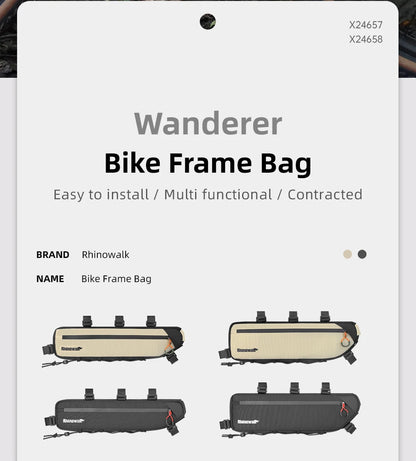 Rhinowalk Bike Frame Bag 2.1L-2.7L Splash-Proof Bicycle Under Tube Bag Triangle Bag Double Sided SBS Zipper Bottom binding syste