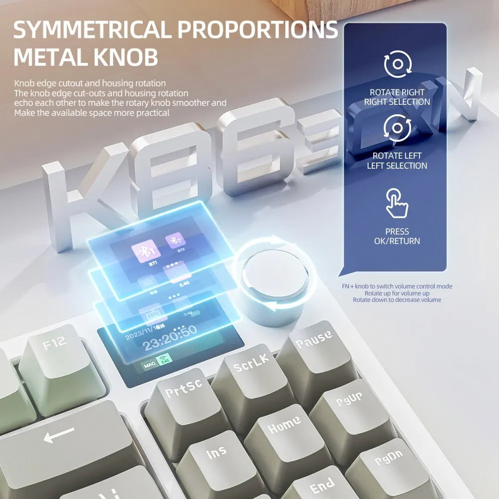 K86 Wireless Hot-Swappable Mechanical Keyboard Bluetooth/2.4g With Display Screen and Volume Rotary Button for Games and Work - World Bazaar Life