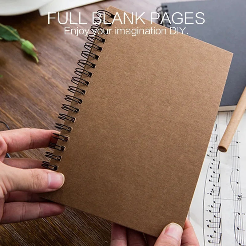 STONEGO Coil Book Creative Retro Kraft Paper Coil Book Wholesale Simple Blank Doodle Note Diary Sketchbook - World Bazaar Life