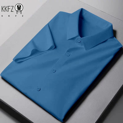 New Men's Business Casual Short Sleeved Solid Color Shirt Wrinkle Resistant Wrinkle Free Comfortable All Season Versatile Top