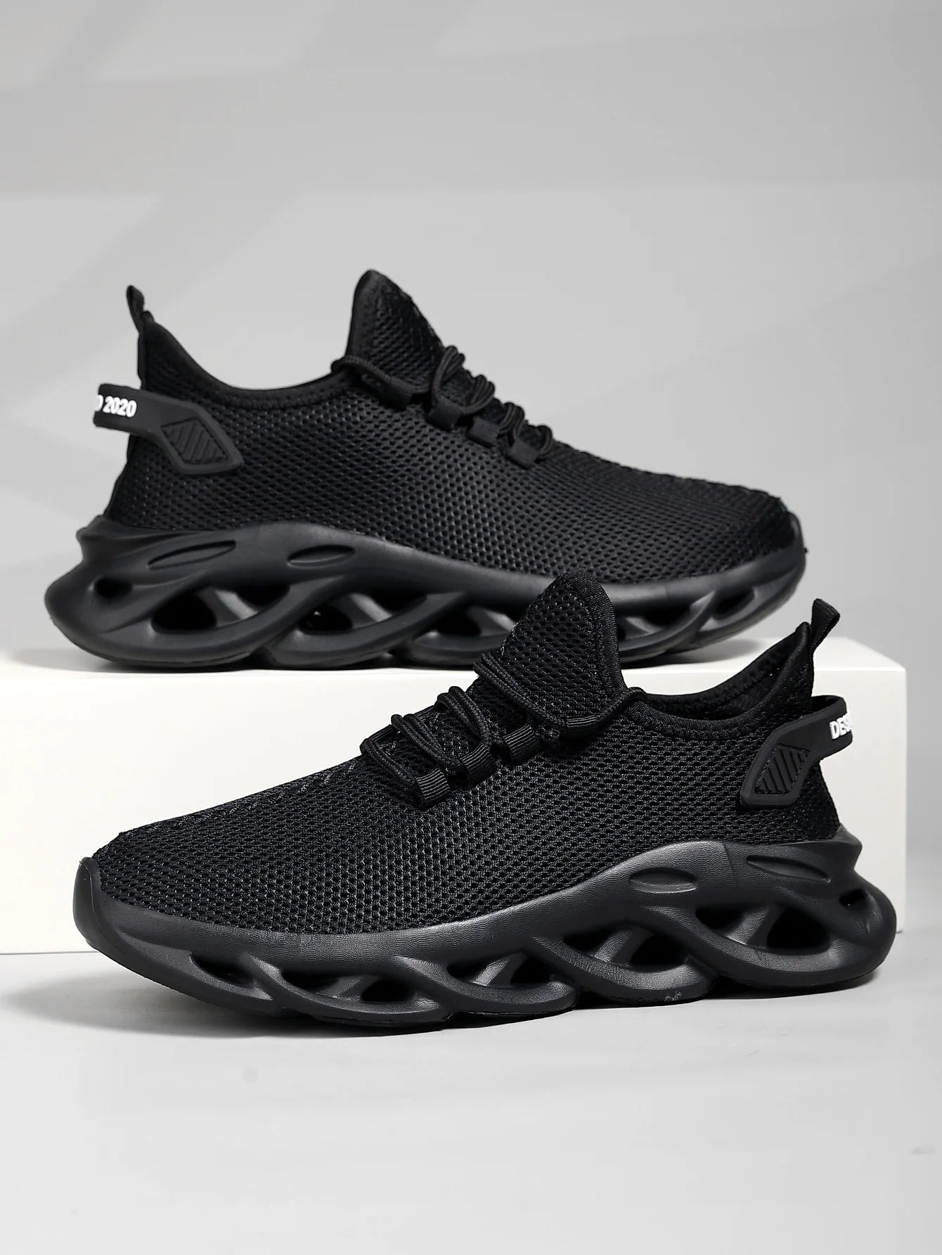 Men Sports Running Black Jogging Shoes Casual Sneakers Brown Outdoor Breathable Mesh Women Light Shock-absorption Black Tennis - World Bazaar Life