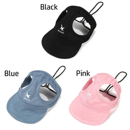 Pet Baseball Hat Outdoor Cat Dog Adjustable Visor Hat Summer Pet Travel Sports Sun Cap With Ear Holes-World Bazaar Life