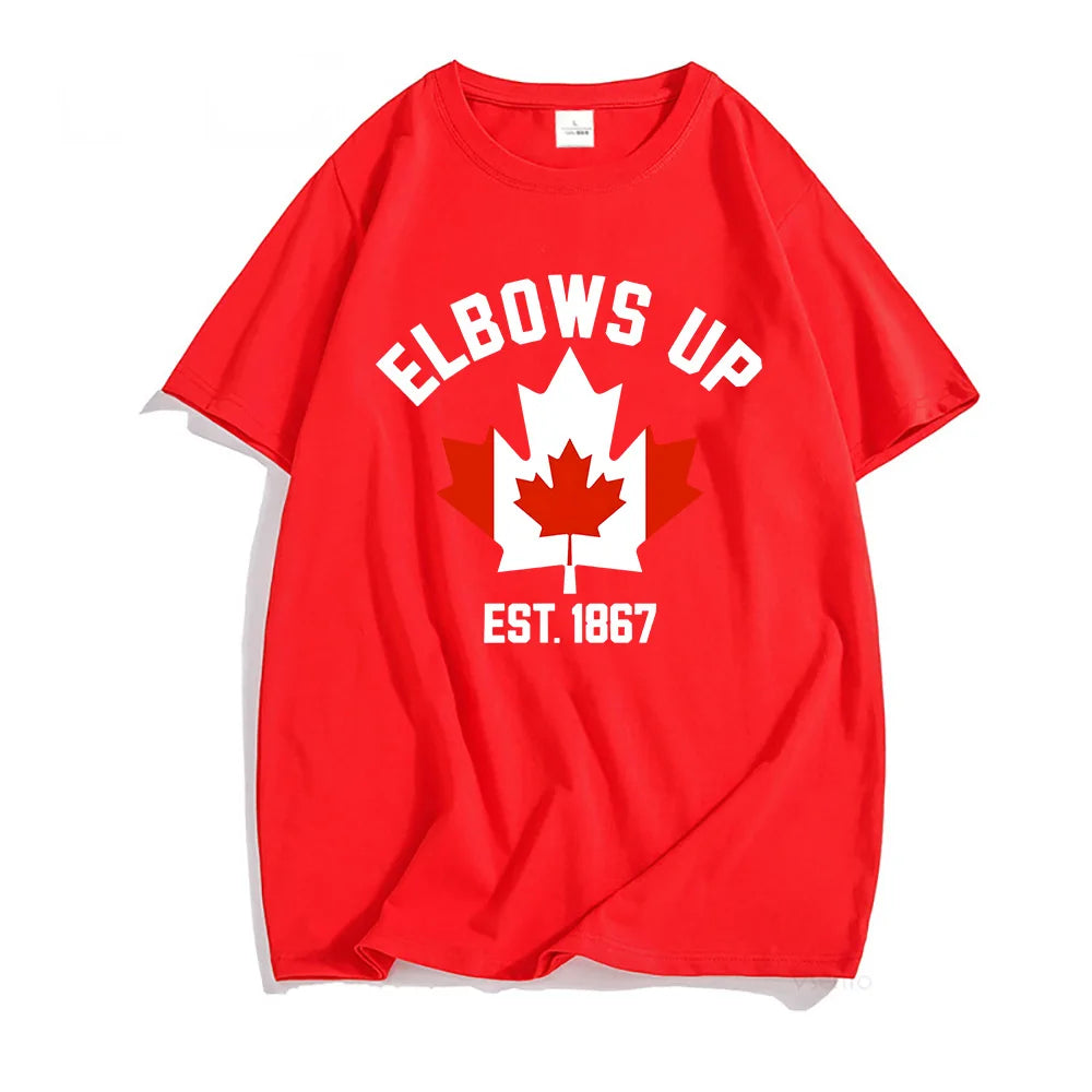 EST 1986 Canada Elbows Up Tshirts Short Sleeve Round Neck Male T-shirt Strong & Free Canadian Tees Men/Women Clothing Print Tops-World Bazaar Life