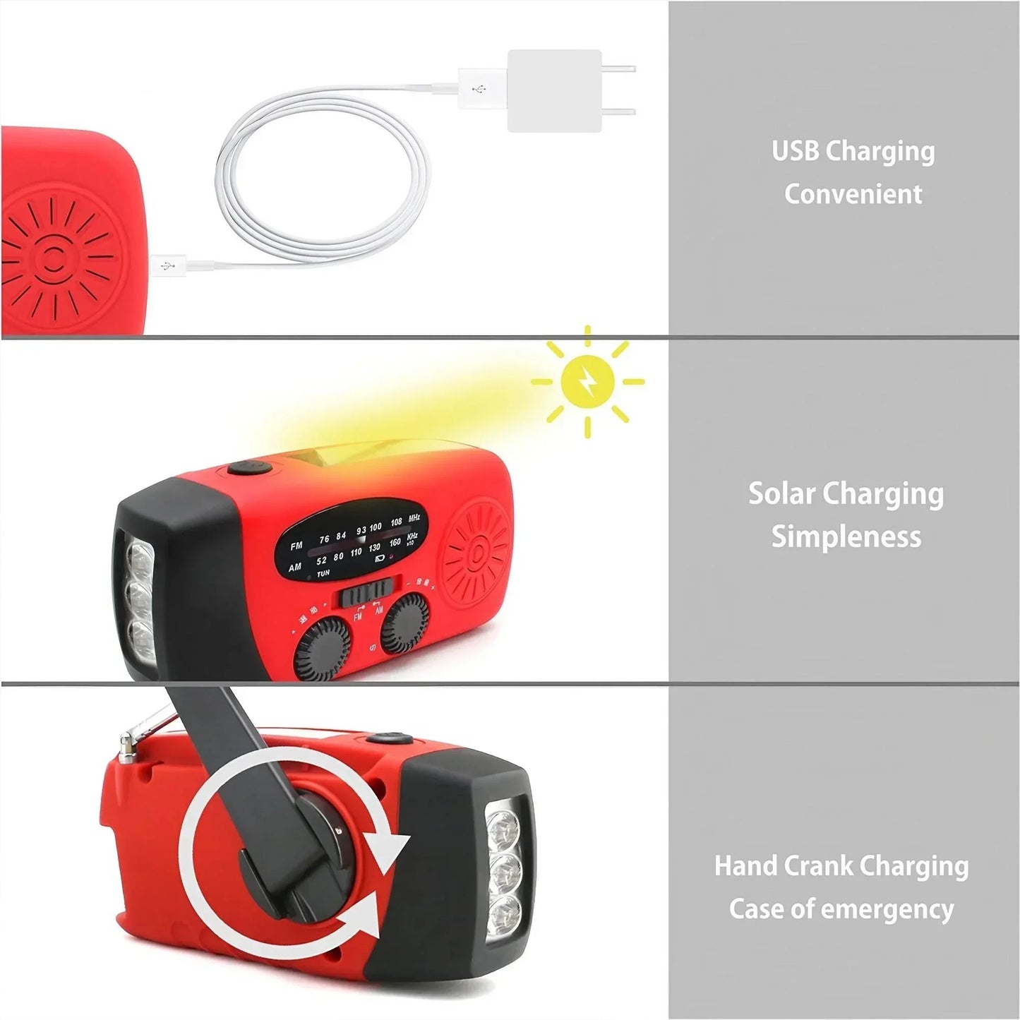 Outdoor Emergency Radio – Hand Crank, Solar, Light & Power Bank