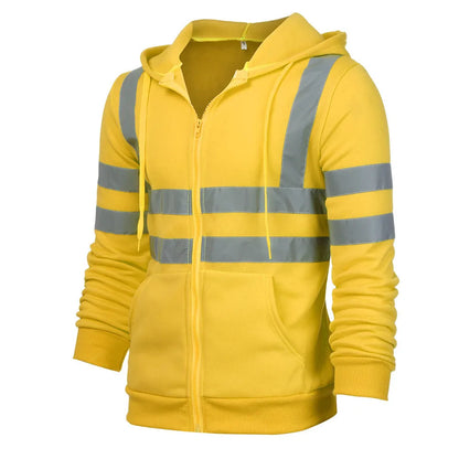 Hoodies Male Reflective Sportswear Men's Jacket Road Work High Visibility Pullover Long Sleeve Tops Coat Clothes Streetwear