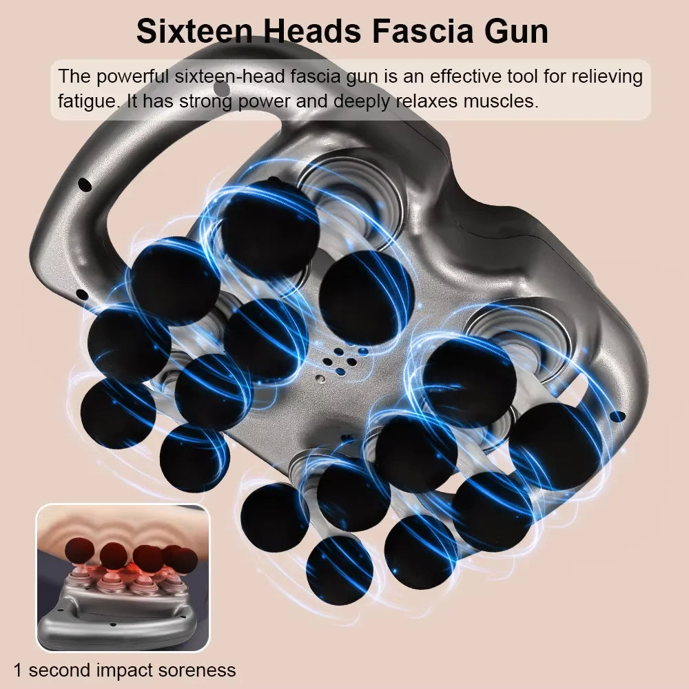 16 Heads Muscle Massage Gun, Full Body Massager 9 Modes & 99 Levels, Deep Tissue Percussion Massager Quiet Muscle Massage Gun