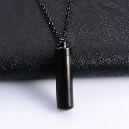Keepsake Stainless Steel Cylinder Urn Pendant for Pet Ashes Necklace Chain Choker Charms Funeral Cremation Jewelry Accessories - World Bazaar Life