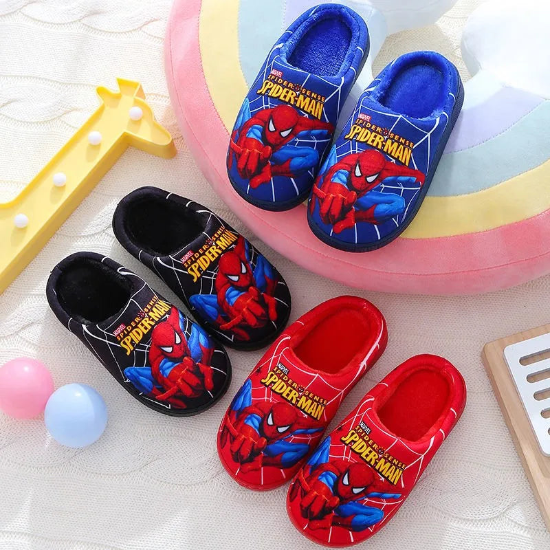 Cartoon Printed Spider-man Cotton Slippers For Children's Shoes Fashion New Style Warmth Autumn Winter Indoor Kids Boys Slipper-World Bazaar Life