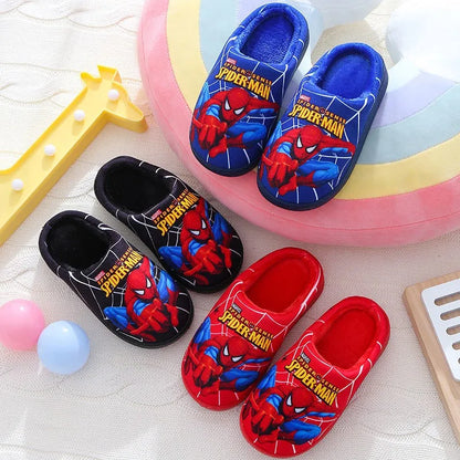 Cartoon Printed Spider-man Cotton Slippers For Children's Shoes Fashion New Style Warmth Autumn Winter Indoor Kids Boys Slipper-World Bazaar Life