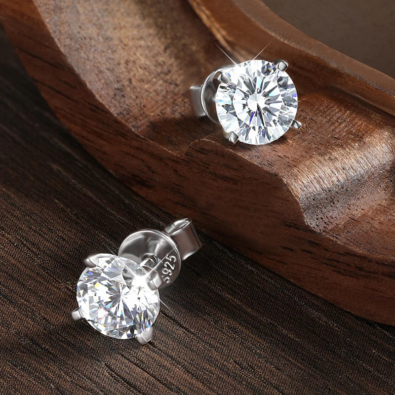 KNOBSPIN Moissanite Earring 0.2-2ct D VVS1 GRA Certified Lab Diamond 4 Claw s925 Sterling Silver Stud Earrings for Women Man-World Bazaar Life