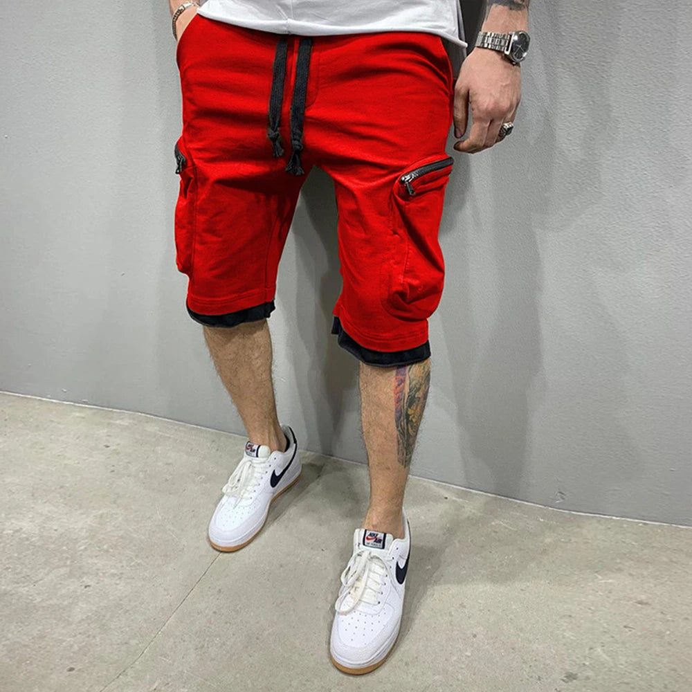 Mens Summer Cargo Shorts Cotton Workout Fitness Shorts Breathable Jogger Training Gyms Bodybuilding Multi Pocket Yellow Shorts - World Bazaar Life