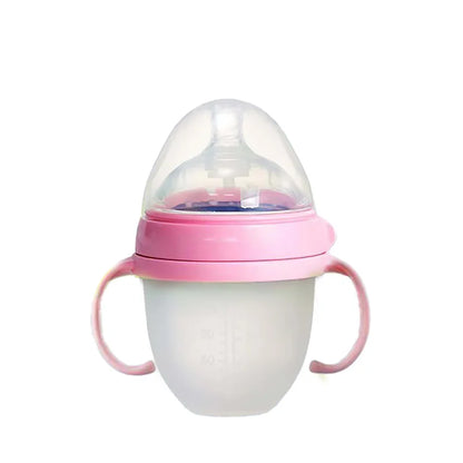 New 0-36 months baby nano-silicone bottle 240ml 150ml with handle Breastmilk-like design Soft milk pulling - World Bazaar Life