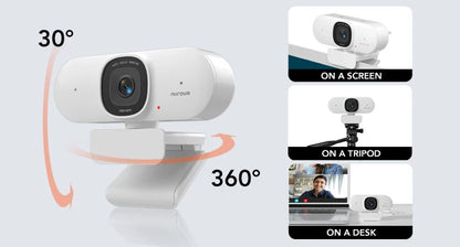 NUROUM V15-AF 2K HD Webcam - 75° Wide Angle, Built-in Microphone, Perfect for Video Conferencing on Laptop & PC