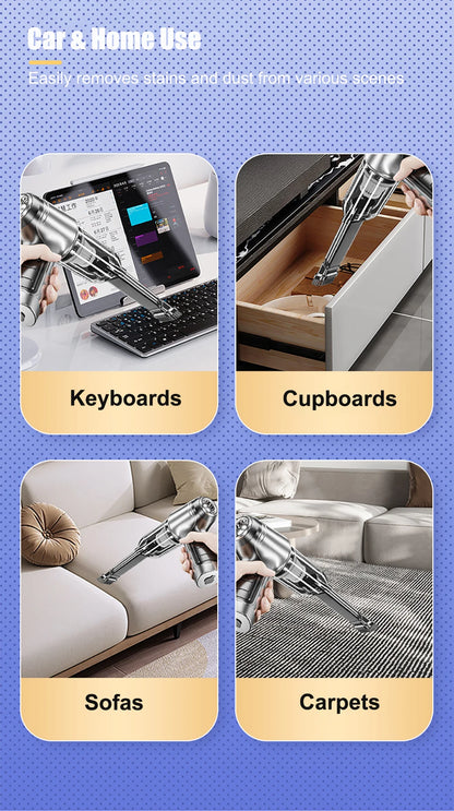Car Vacuum Cleaner Strong Suction Cleaning Mini Machine Wireless Portable Handhled Blower Machine Air Duster for Home Appliances - World Bazaar Life