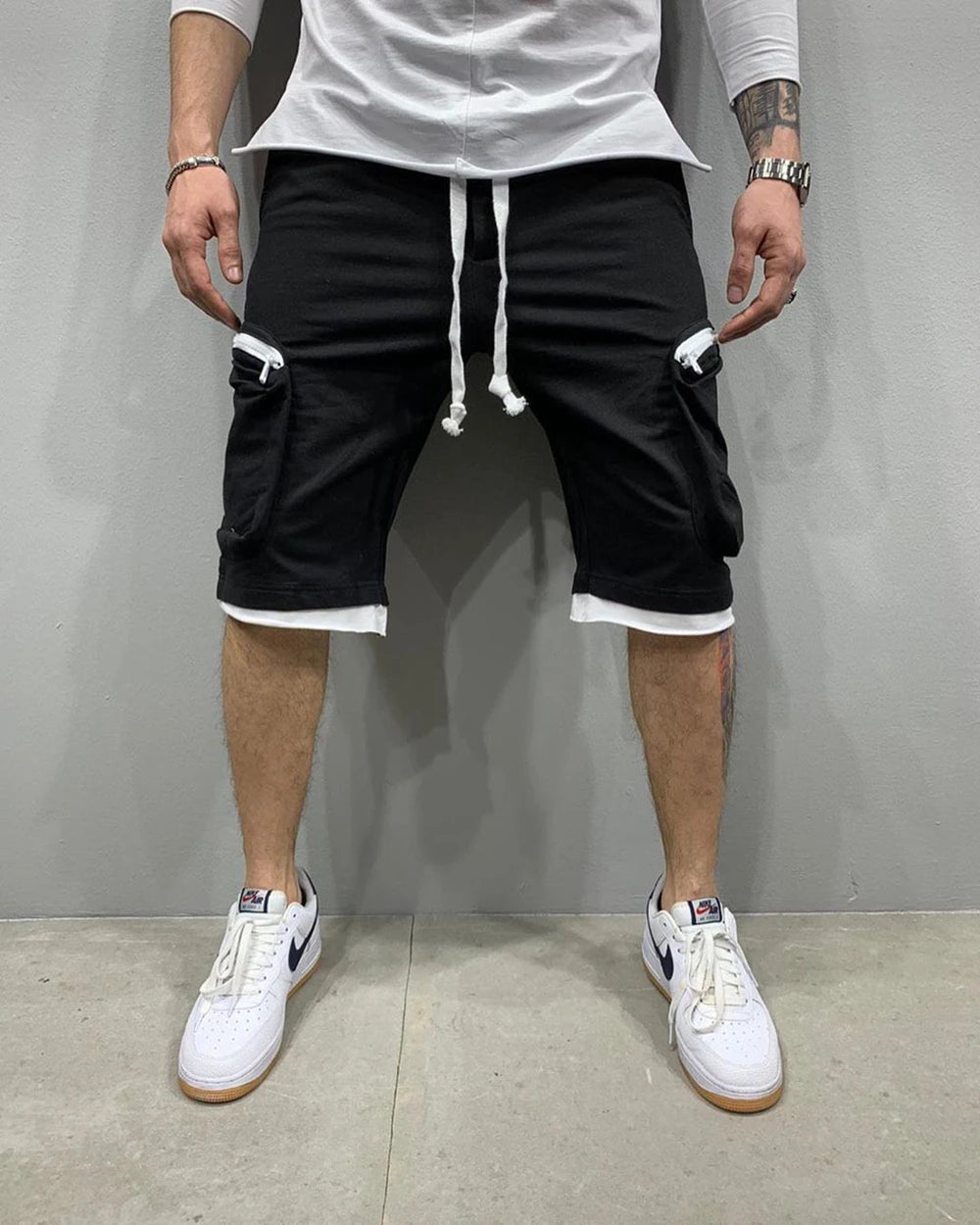 Mens Summer Cargo Shorts Cotton Workout Fitness Shorts Breathable Jogger Training Gyms Bodybuilding Multi Pocket Yellow Shorts - World Bazaar Life