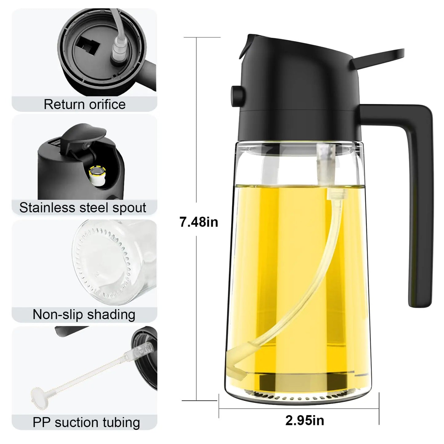 2in1 Olivenölspender &amp; Sprühflasche 500ml zum Kochen &amp; Grillen
