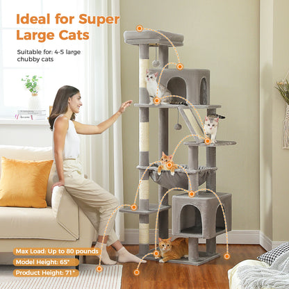 180cm Large Cat Tree Tower with Scratching Post, Hammock & Perch - World Bazaar Life
