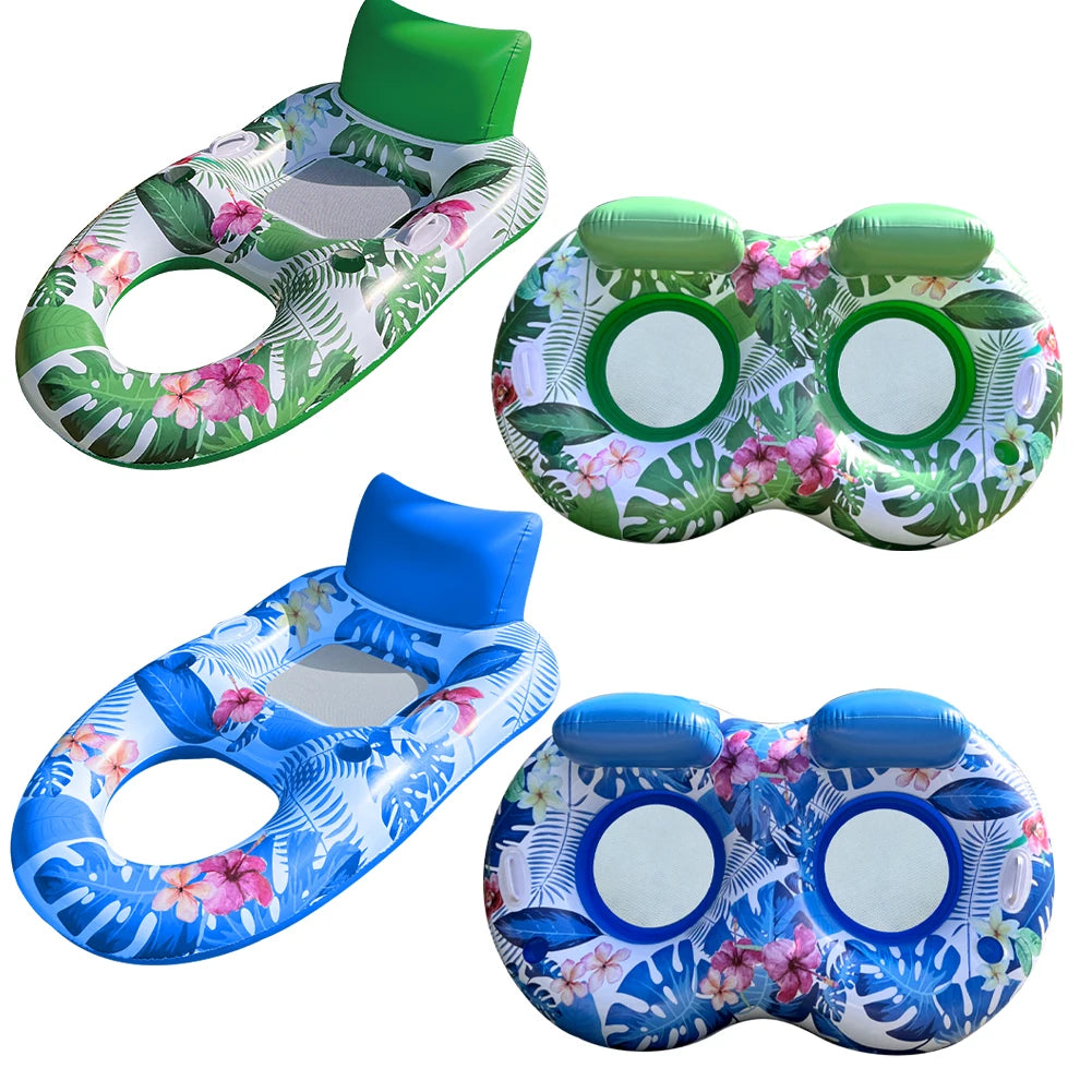 PVC Inflatable Floating Row Foldable Air Mattresses Swimming Pool Summer Party Beach Water Float Bed Lounger Chair-World Bazaar Life