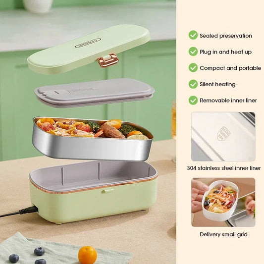 900ML Electric Lunch Box Portable Food Warmer with Heat Preservation Self-Heating Steaming Cooking Pot for Office Worker-World Bazaar Life